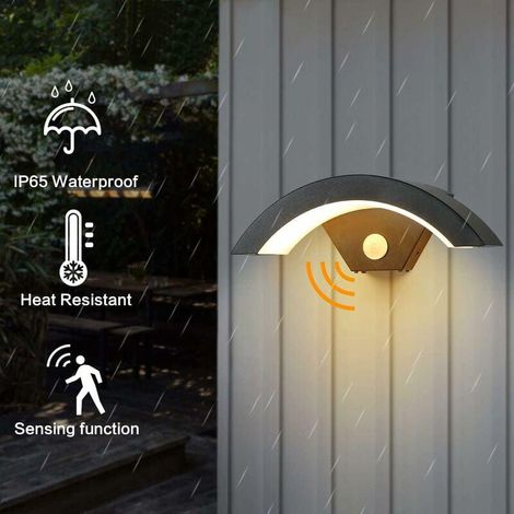 Applique Murale LED Exterieur avec Capteur de Mouvement, Gris Anthracite 24w 980lm 3000k, Lampe Externe Aluminium Ip54, Lampe Exterieur Pour Villa P