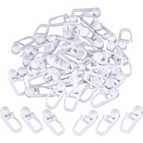 Ahlsen – Lot de 50 clips de rideau en plastique blanc – Dimensions 2,5 x 1 cm – Pour rideaux de type rail – Installation facile