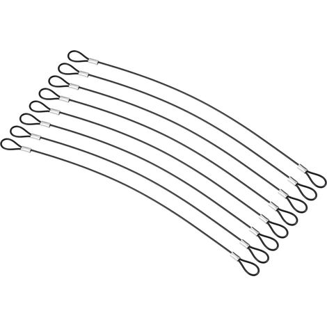 1Ft Sécurité Câble Verrouillage, 8 Paquet Inox Acier 2mm Dia Sécurité Fil Corde avec Double Boucle pour Scène Eclairage Bagage Serrure Noir (1/5)