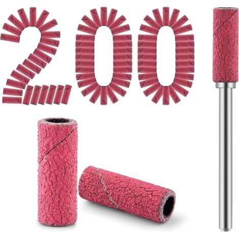 200 Pièces de Forets à Ongles Petites Bandes de Ponçage avec Mandrin de 3,1 Mm, Mini Bandes de Ponçage à Grain Fin 180 à Ongles (1/5)
