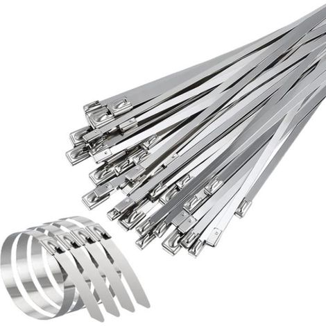 400MM Collier de Serrage Inox, Attache Câblées Acier Inoxydable100 Pièces,Collier de Serrage Inox Pour Enroulement D'échappement (1/4)