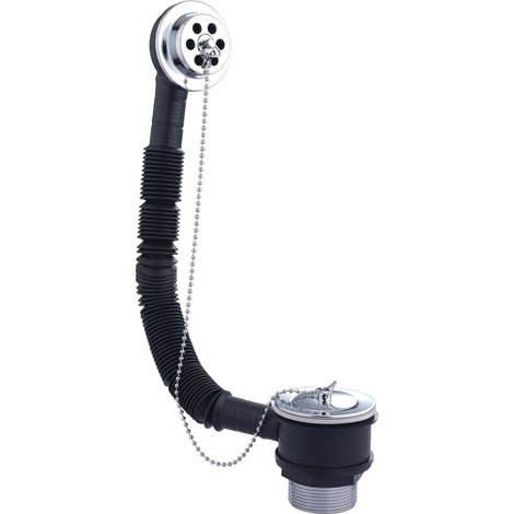 Aquari Bath Waste with Overflow & Plug Chain 1 1/2", Replacement Bath Waste & Overflow , Modern Design, Chrome (1/2)