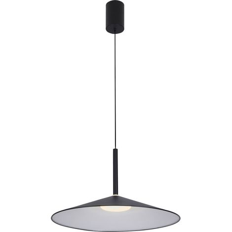 Lampada a sospensione nera cono piatto LED 9W Sardena