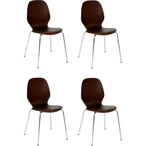 Lot de 4 Chaises en Bois "Ouro" 82cm Marron (1/5)