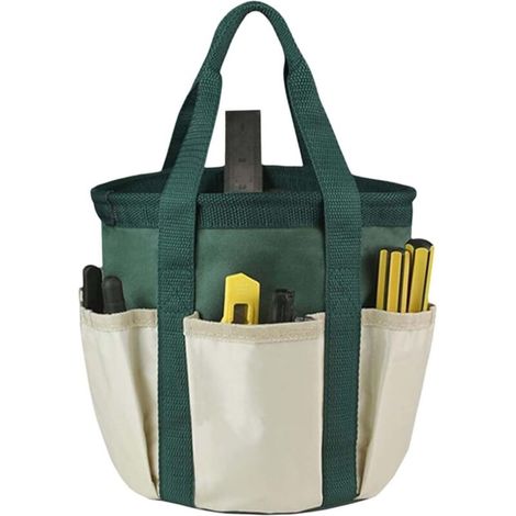 Universeller Reinigungskorb, Gartengerätetasche, Aufbewahrungstasche für Gartengeräte mit 6 Außentaschen, perfekt für Gartenarbeiten. (1/4)