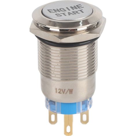 Bouton poussoir de démarrage de moteur de voiture, étanche 12V, interrupteur d'allumage, démarreur, argent, acier inoxydable (1/5)