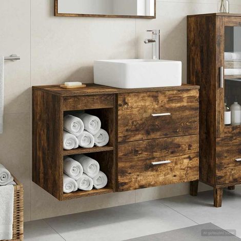Juego de muebles de baño 2 pcs Roble Ahumado