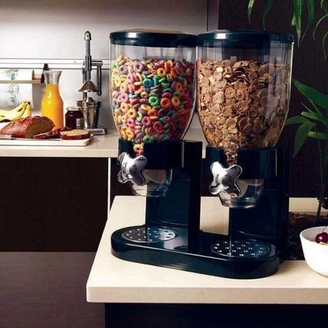 Distributeur De Céréales - Double Compartiment - Pour Petit-Déjeuner Familial - Capacité 30 G Par Tour - 1 Pièce