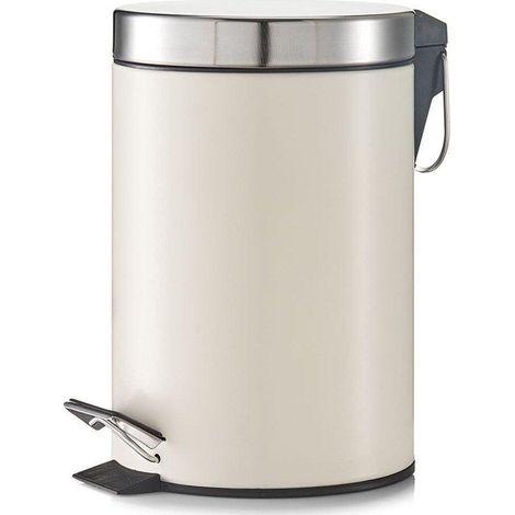 Zeller Mülleimer creme 3 Liter mit Pedal Edelstahl