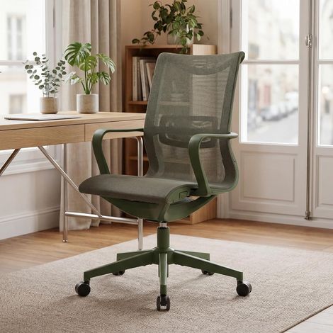 Wahson Desk Chair, Ergonomic Office Chair with Adjustable Lumbar Support and Height Adjustment for Home Office, Green (1/5)