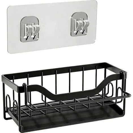 Organisateur d'évier de cuisine - Set de support à essuie-tout avec barre de suspension sans perçage & autocollants (1/5)