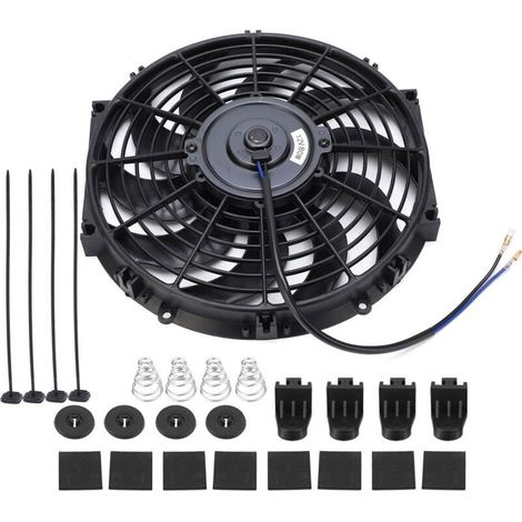 Ventilateur de refroidissement moteur 12 pouces – Slim Push Pull 12V – Débit d'air ≥800 CFM – Installation universelle avec kit de montage