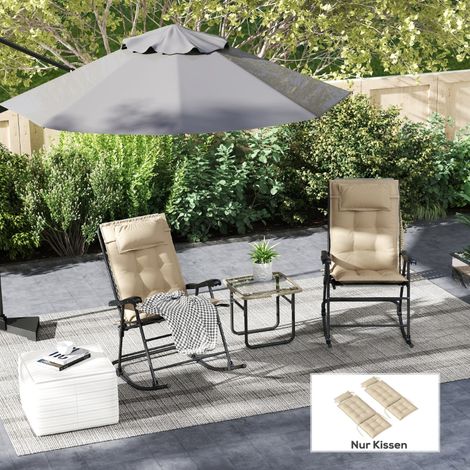 Lot de 2 coussins pour transats, déperlants, pour transats de jardin, 50 x 116 x 5 cm, beige (1/5)