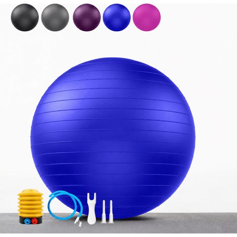 Gymnastikball mit Fußpumpe – platzsicherer Sitzball – Yoga – Balancetraining – Fitness (1/2)