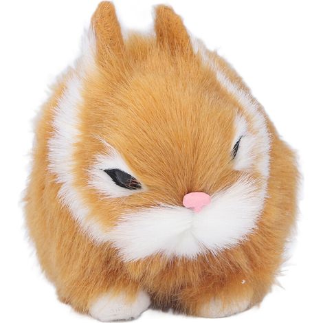 Mini conejito de peluche naranja - adorno de plástico suave, 13x9 cm