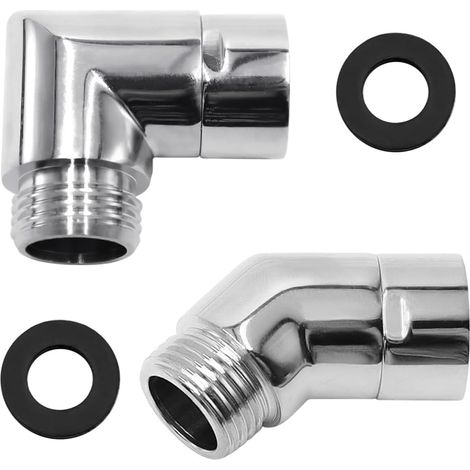 2 Pièces Douchette à Main de Salle 90°/135°Coude Inclinaison Adaptateur avec Joint en Caoutchouc Raccord Coudé pour Pommeau de Douche pour Interface Universelle (1/5)