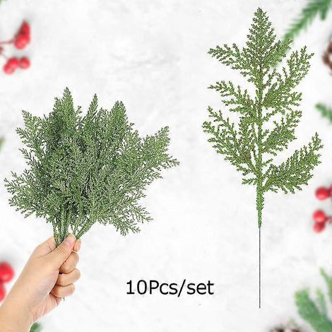 10 décorations de Noël à faire soi-même pour couronnes et vases de fête : branches de pin artificielles scintillantes en plastiquevert (1/5)
