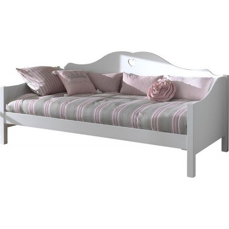 Lit banquette 90x200 bois laqué blanc Cœur