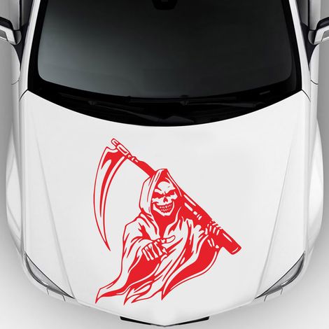 Autoaufkleber mit Sensenmann-Motiv, Klebeoptik, universelle Fahrzeugdekoration, strapazierfähiger schwarzer Außenaufkleber für Autos. (1/4)