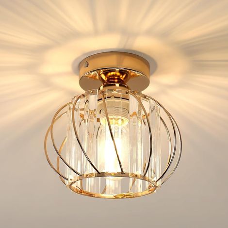 Goeco Plafonnier Or en Cristal Moderne Douille E27, 19CM (1/5)