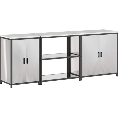 Ensemble de rangement cuisine  Meuble de cuisine 3 pcs Argenté Acier inoxydable (1/5)