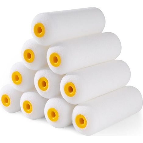 Rouleau à peinture en mousse, lot de 10 rouleaux à peinture, mini rouleau à peinture, rouleau à peinture en mousse absorbante, rouleau à peinture (1/4)
