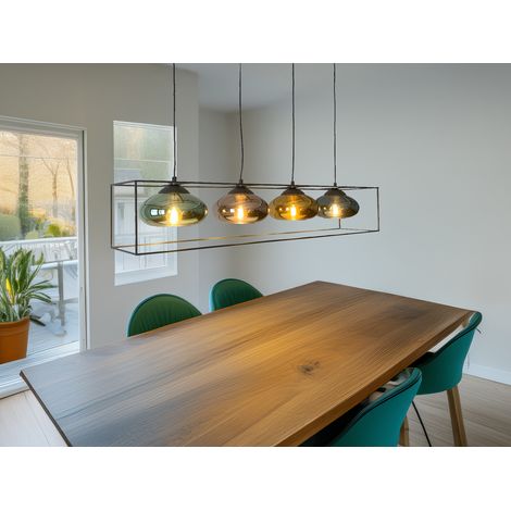 Pendelleuchte LAMYA 4-flammig mit Glasschirmen Bunt, Breite 100cm