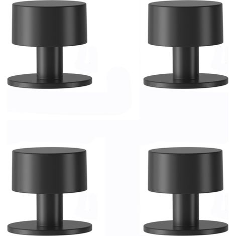 4 Butées Porte Adhésives Inox Noir 40mm, Butoir avec caoutchouc antichoc (1/5)
