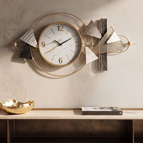 Reloj de pared de 120 cm «Amy», blanco y dorado (1/5)