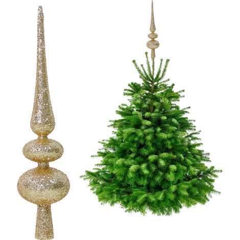 Cimier de sapin de Noël champagne - Cimier de sapin de Noël pailleté 29 cm (1/5)