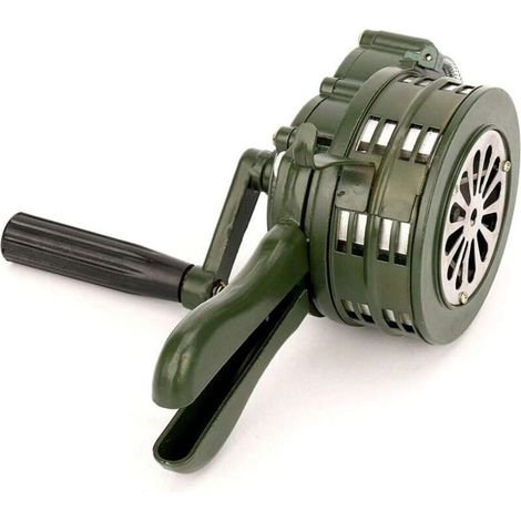 Handkurbel-Sirene. Tragbar. 110 dB. Manuell betätigter Metallalarm. Alarm über die Luft. Notfall-Sicherheitsalarm. (1/5)