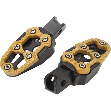 paire de repose-pieds de moto gauche et droite antidérapants universels en alliage d'aluminium doré (1/5)
