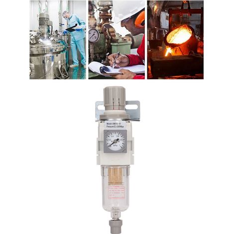 Régulateur de pression de filtre à air AW20-02 avec manomètre, collecteur d'eau, filtre pour compresseur d'outil pneumatique, filetage d'entrée/sortie G1/4 pouce (1/5)
