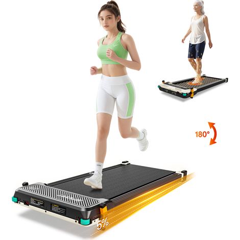 Tapis de Marche 2 en 1 Double Face avec Fonction Massage, Moteur 2.5HP Silencieux, Inclinaison 5%, Capacité 330lbs