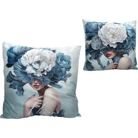 Carmani, almohada con relleno/cremallera - L. Lozano, Flores en la cabeza