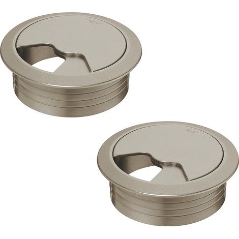 Cyclingcolors – Passe-câble bureau 80mm – Plastique aspect acier inox – Encastrable rond – Protection fils pour espaces confinés