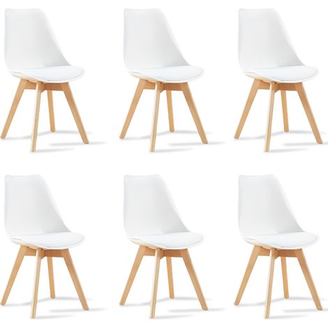 Lot de 6 chaises scandinaves blanches - Bjorn