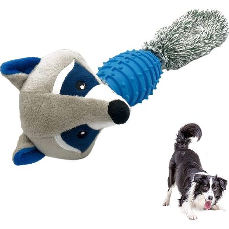 Jouet pour chien en TPR et peluche, jouet à mâcher résistant, jouet couineur et jouet interactif pour chiots de petite et moyenne taille (1/4)