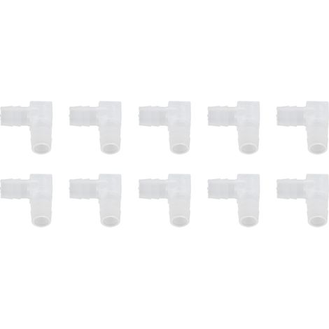 Lot de 10 coudes à 90° pour tuyau d'aquarium, raccords cannelés en plastique, forme en L, 10 mm (1/5)