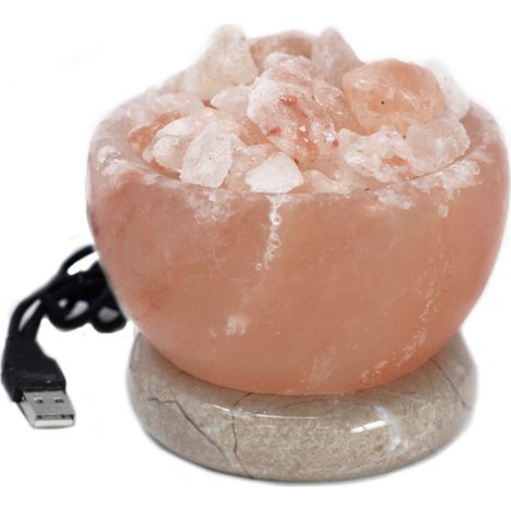 Lampe à sel de l'Himalaya avec bol à feu USB (Multi)- Vendu par 1 (1/3)