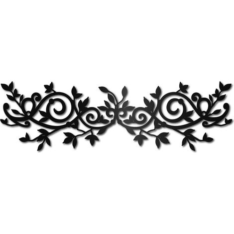 Wanddekoration aus Metall, die ein Olivenblatt und einen schwarzen Zweig darstellt, Skulptur aus Schmiedeeisen, an einem Ort unter dem Licht, im Salon oder im Haus, 40 x 12 cm (1/5)