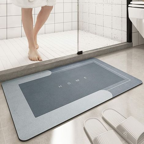 Tapis de bain rectangulaire bleu, 40 x 60 cm, tapis de sol ultra-absorbant, séchage rapide, grand tapis de salon ultra-absorbant, dessous antidérapant en caoutchouc, facile à nettoyer, paillasson de c (1/5)