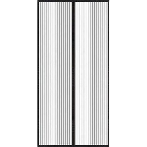 Türvorhang mit schwarzen Streifen, 100 x 210 cm, weicher magnetischer Netz-Türvorhang, Sommer-Moskitonetz-Türvorhang.