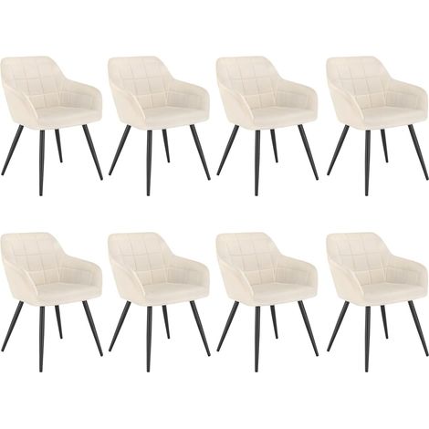 WOLTU Juego de 8 Sillas de Comedor/Cocina Con Patas Metálicas Para Comedor, de Terciopelo Crema (1/5)