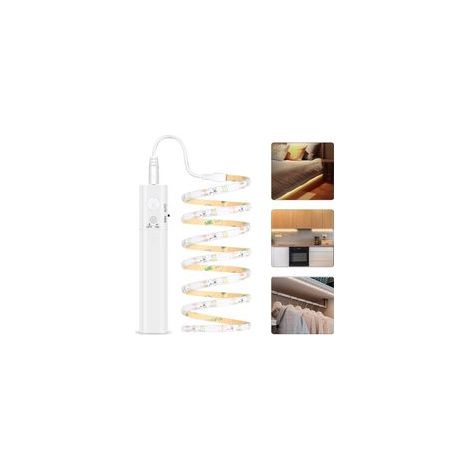 Bandeau LED avec détecteur de mouvement, 1 m/2 m/3 m, veilleuse à piles, lumière blanc chaud 3500 K, idéal pour chambre d'enfant (1/5)