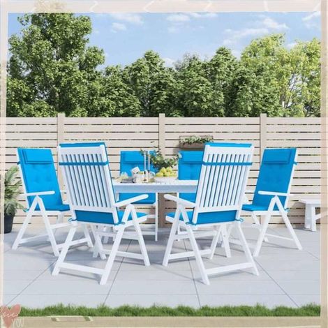 361888 Coussins de chaise à dossier haut lot de 6 bleu clair (1/5)
