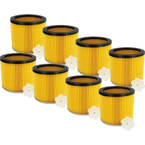 vhbw 8x filtro a pieghe piatte compatibile con Bosch PAS 1000, GAS 12-30 F Professional, PAS 11-25 F, PAS 11-25 aspiratore - nero / argento / giallo