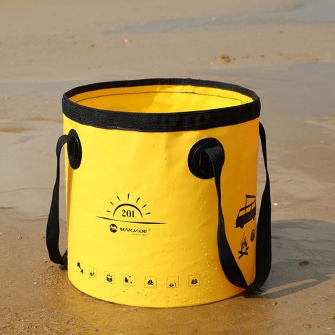 Seau Pliable - Seau à Eau Pliable pour Pêche et Jardinage - 30 x 29 cm - Jaune - 1 Pièce (1/5)