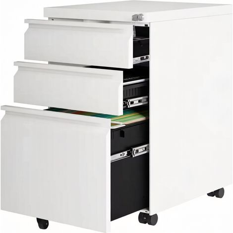 Caisson de bureau, classeur mobile, meuble de rangement à roulettes, meuble à tiroirs (uniquement avec meuble à tiroirs) (1/5)
