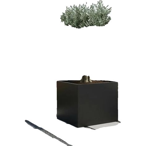 Cubo para plantar, construcción de metal resistente, fácil de limpiar, negro. (1/2)